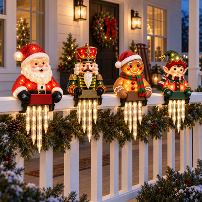 🎄✨ Christmas Character Icicle Lights – Festive LED Railing & Holiday Hanging Décor