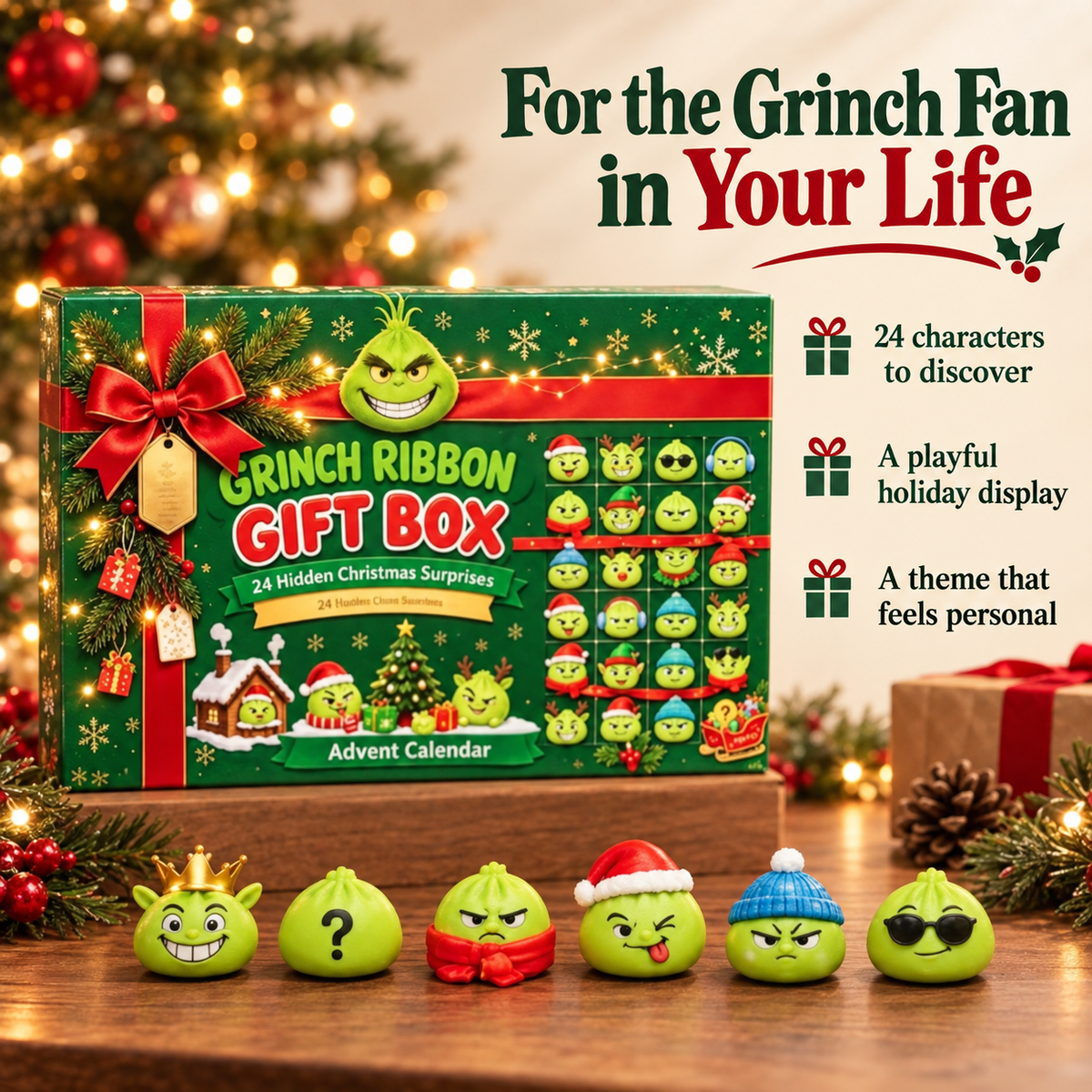 🎄💚 24 Days of Mischievous Green Christmas Characters – Funny Advent Calendar Gift Box