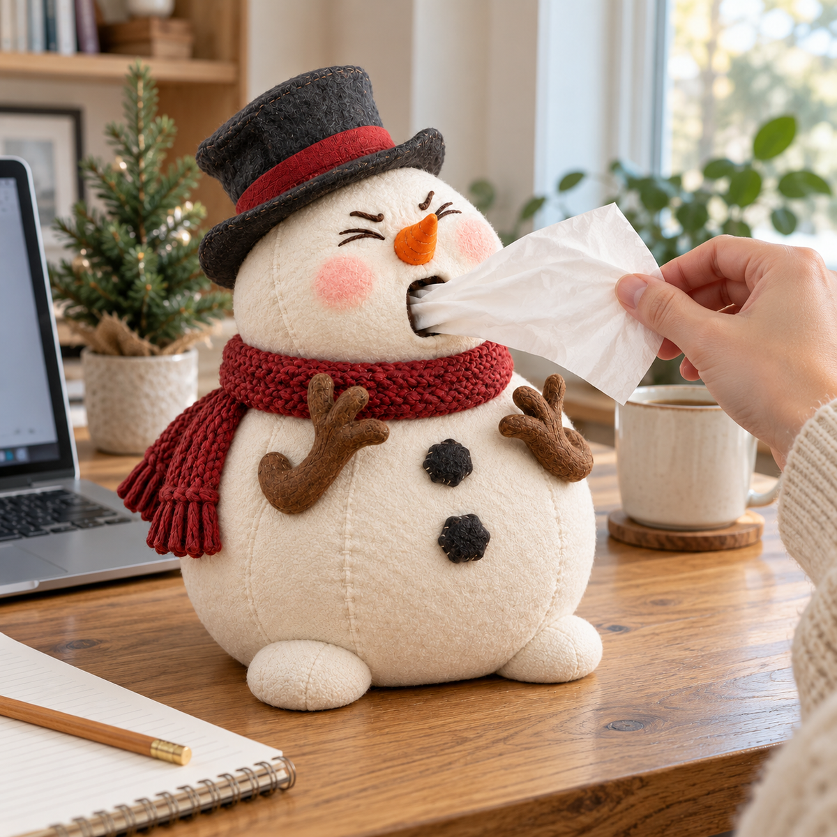 🎄 Funny Christmas Tissue Dispenser – Sneezing Snowman & Cheeky Reindeer