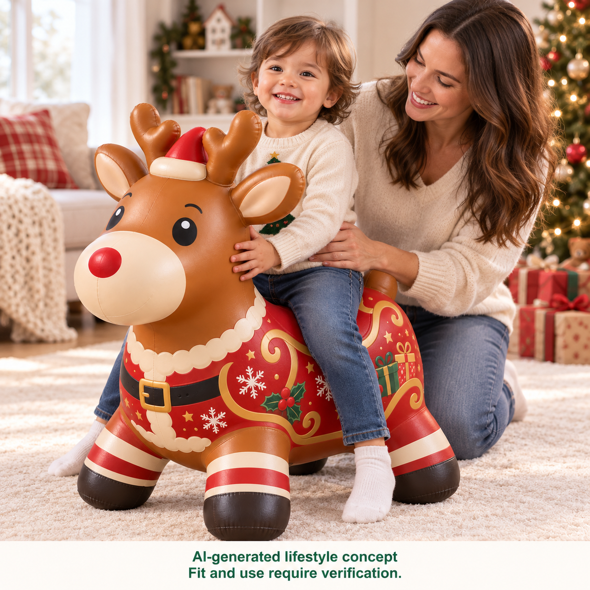 AI-generated concept of supervised play with the reindeer hopper
