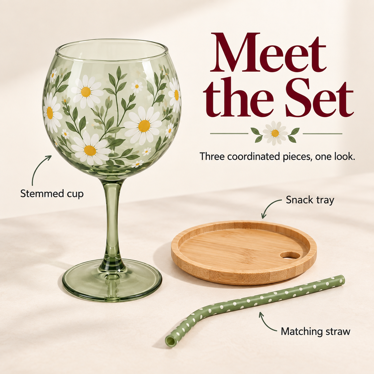 🍷 Sip & Snack Wine Glass Set – Charcuterie Topper with Straw