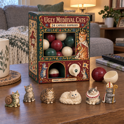 🐈🏰 Ugly Medieval Cats Mystery Box – 24 Collectible Cat Capsule Surprises 🎁