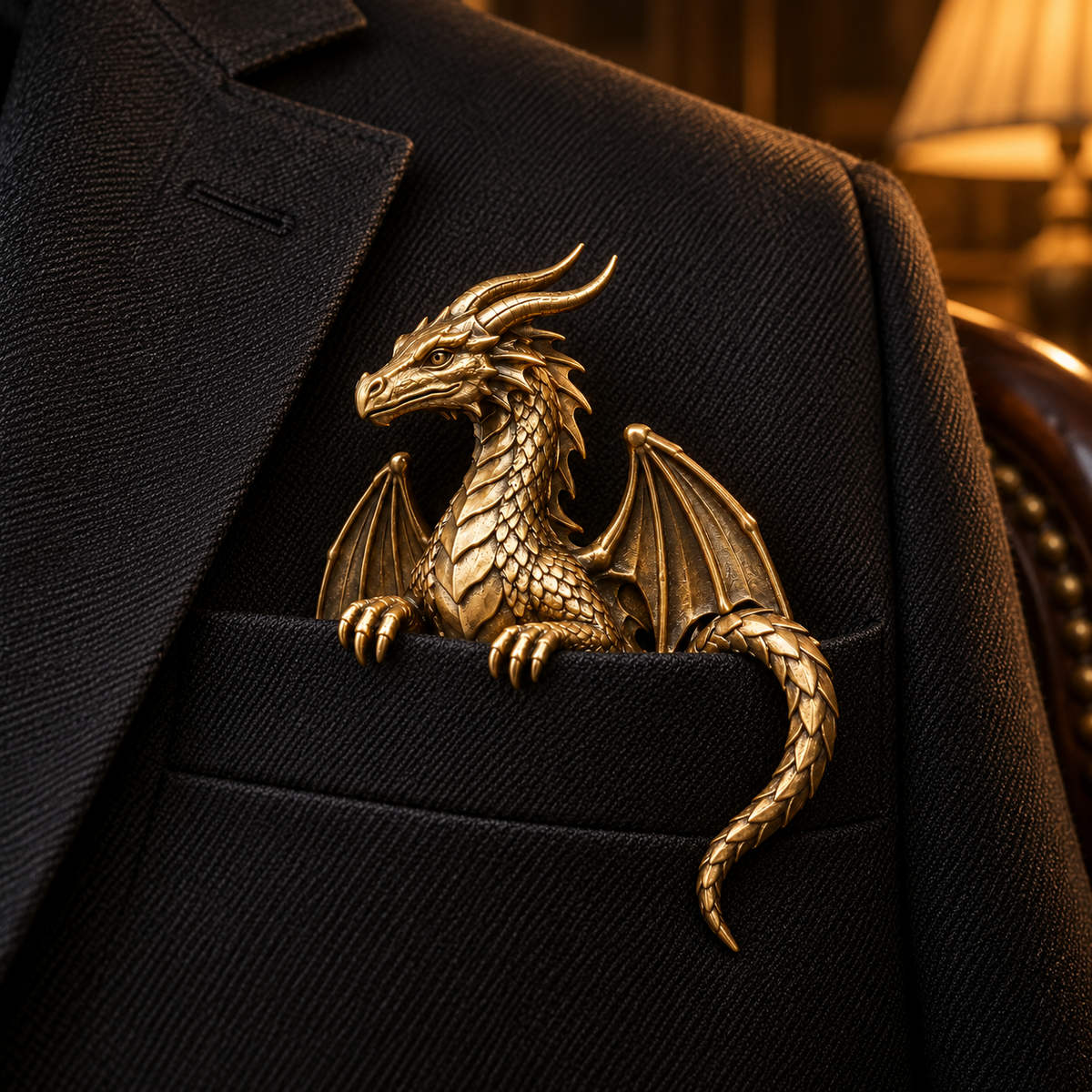 Golden Dragon Pocket Guardian on jacket