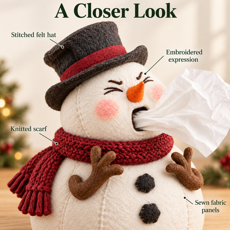 🎄 Funny Christmas Tissue Dispenser – Sneezing Snowman & Cheeky Reindeer
