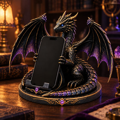 🐉 Dragon Guardian Phone Stand – Fantasy Winged Dragon Desktop Phone Holder 💜