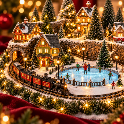 🔥 LAST DAY 50% OFF 🔥 Animated Holiday Train & Ice Rink Scene ✨