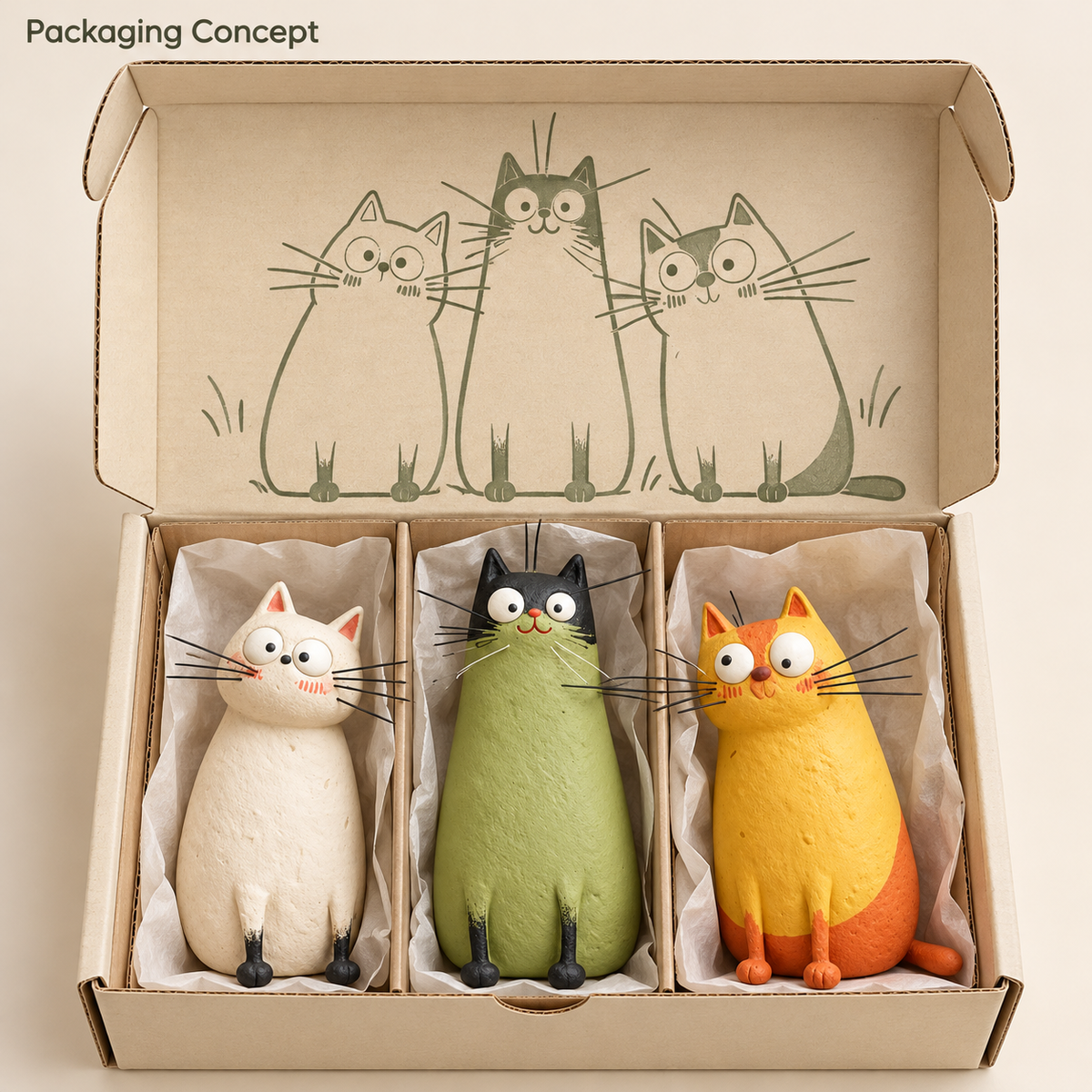 🐱 Whimsical Long-Neck Cat Figurines – Funny & Quirky Home Decor ✨