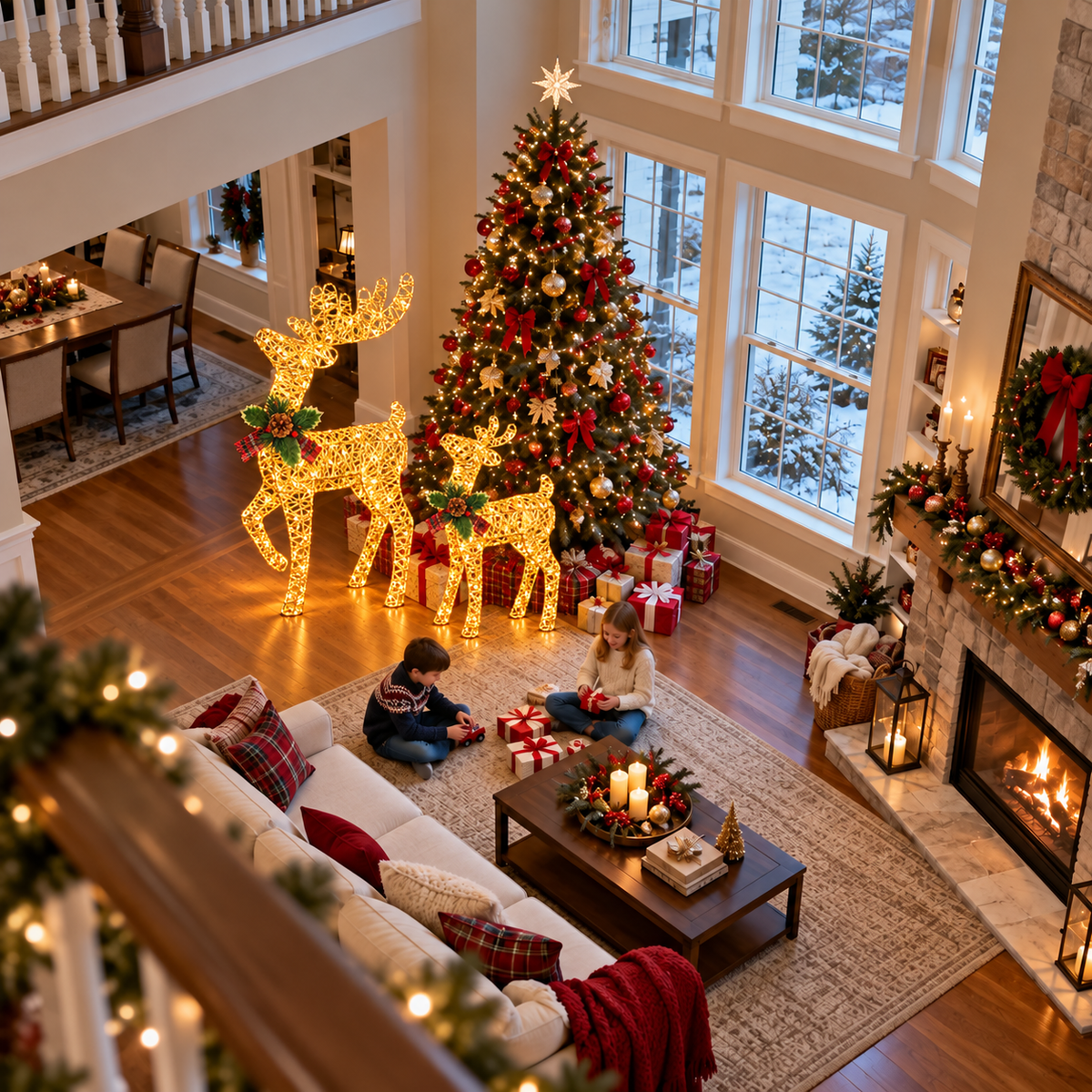 🎄🦌 Light-Up Christmas Reindeer Duo – Warm White LED Holiday Decorations ✨