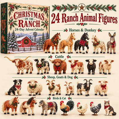 🎄 Christmas on the Ranch – 24-Piece Farm Animal Figurine Collection 🐴