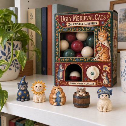 🐈🏰 Ugly Medieval Cats Mystery Box – 24 Collectible Cat Capsule Surprises 🎁