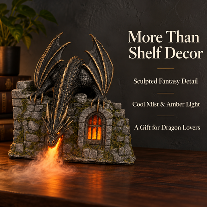 🐉🔥 Fire-Breathing Dragon Castle Mist Lamp – Glowing LED Flame Effect & Remote Control ✨
