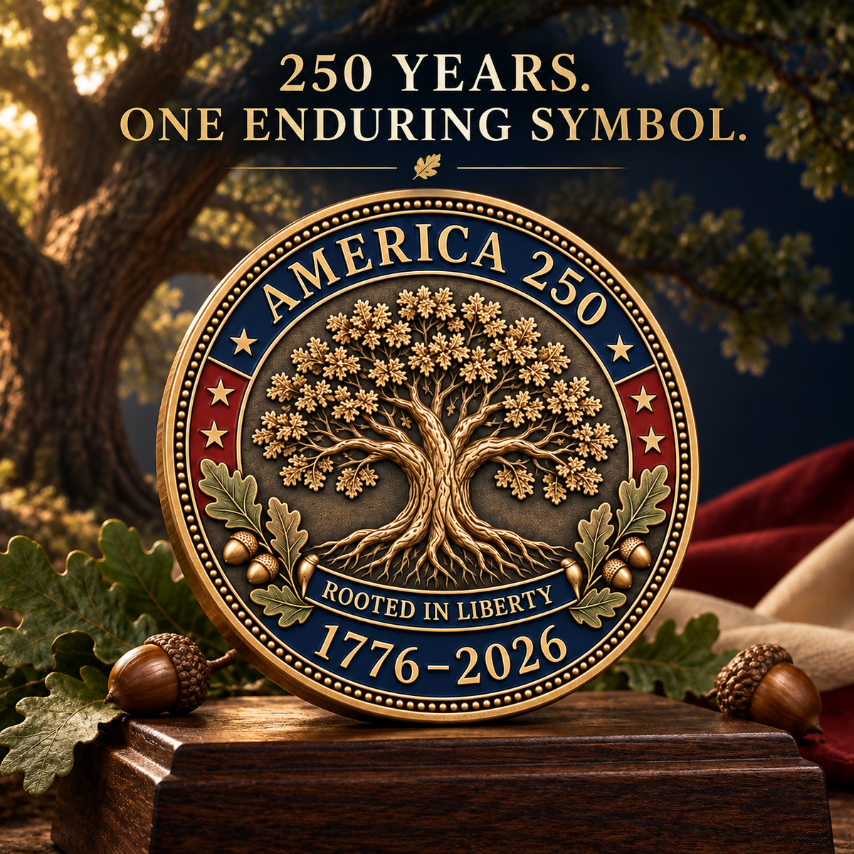 🇺🇸🌳 America 250th Anniversary Tree of Liberty Commemorative Medallion – 1776–2026