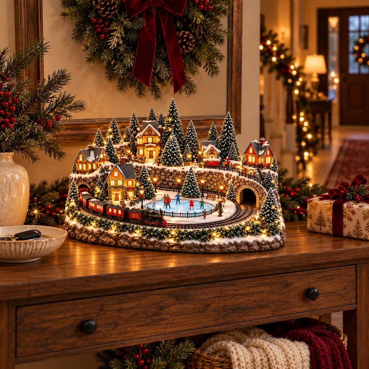 🔥 LAST DAY 50% OFF 🔥 Animated Holiday Train & Ice Rink Scene ✨