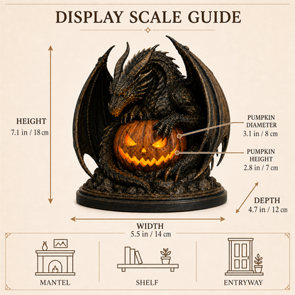 🐉🎃 Dragon Guardian Jack-O’-Lantern – Glowing Gothic Halloween Statue & Fantasy Décor