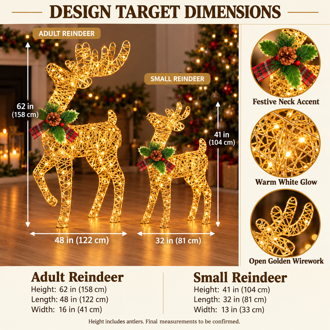 Christmas reindeer design target dimensions