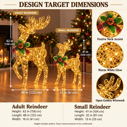 🎄🦌 Light-Up Christmas Reindeer Duo – Warm White LED Holiday Decorations ✨