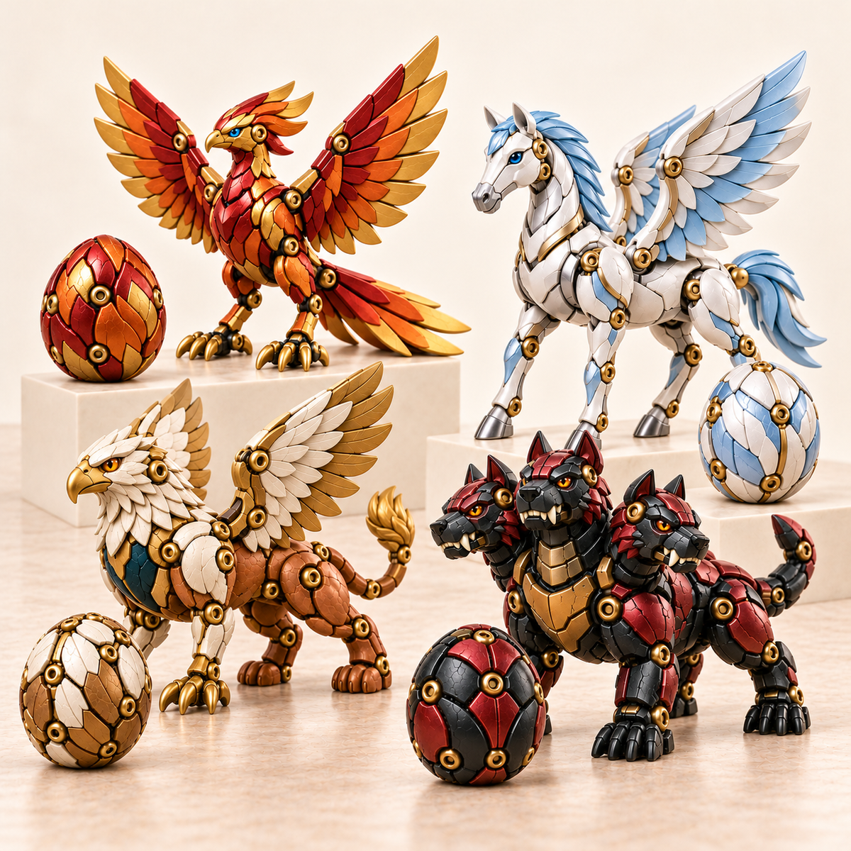 ⚙️ Transforming Mechanical Mythical Beast Eggs – 4 Legendary Creatures