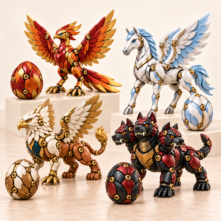⚙️ Transforming Mechanical Mythical Beast Eggs – 4 Legendary Creatures