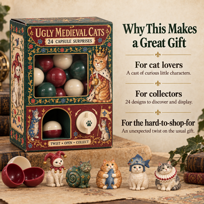 🐈🏰 Ugly Medieval Cats Mystery Box – 24 Collectible Cat Capsule Surprises 🎁