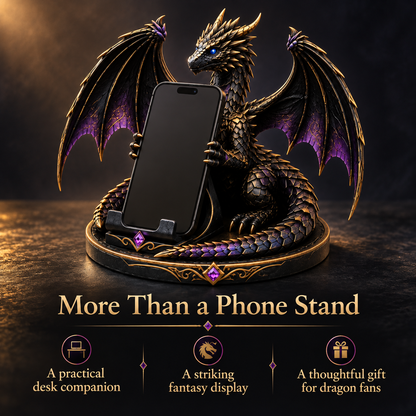 🐉 Dragon Guardian Phone Stand – Fantasy Winged Dragon Desktop Phone Holder 💜