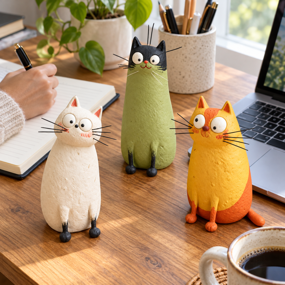 🐱 Whimsical Long-Neck Cat Figurines – Funny & Quirky Home Decor ✨