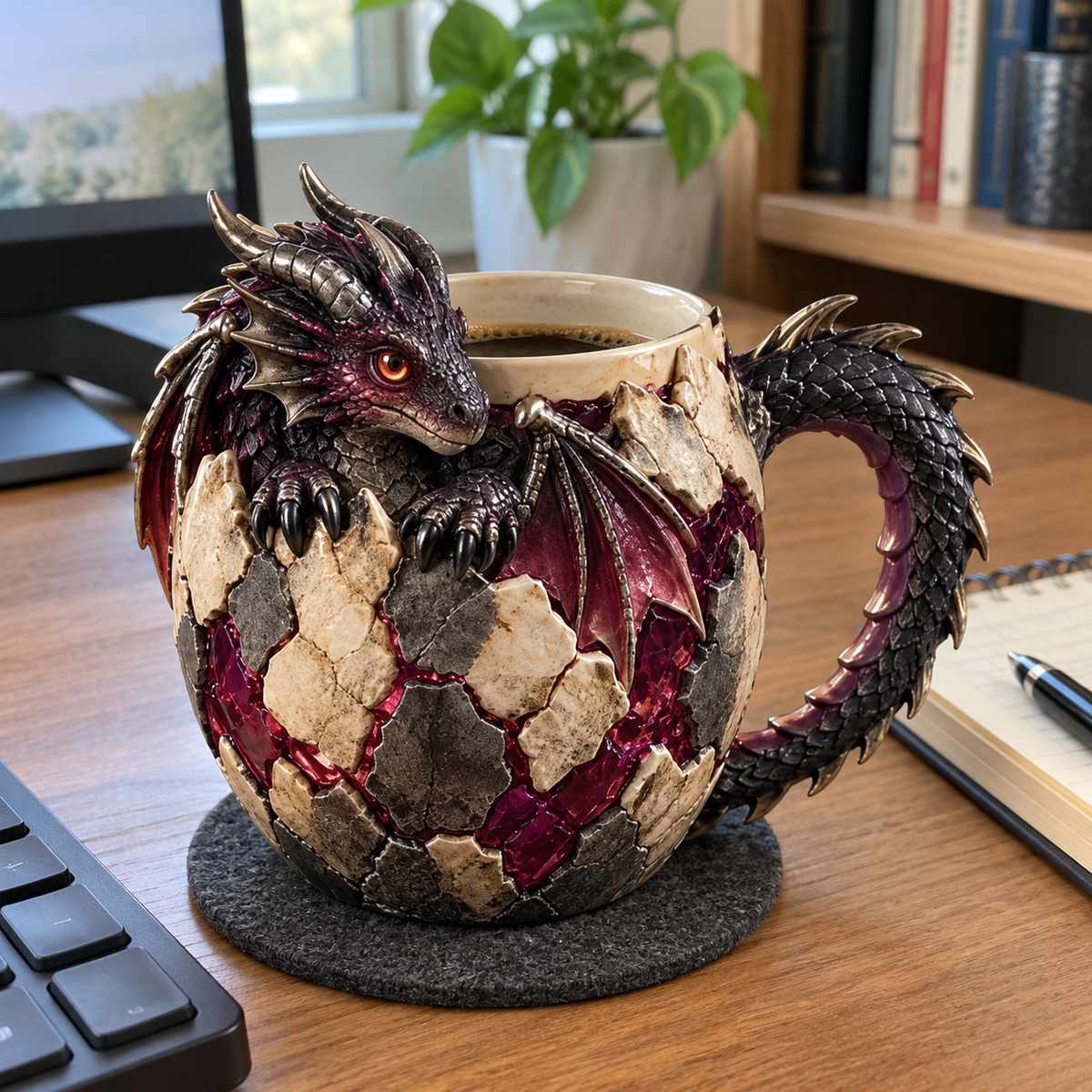 🐉✨ Dragonbound Realms™ Sculpted Dragon Mug Collection | 6 Fantasy Realm Designs with Raised 3D Dragon Details ☕