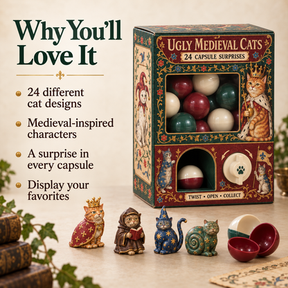 🐈🏰 Ugly Medieval Cats Mystery Box – 24 Collectible Cat Capsule Surprises 🎁