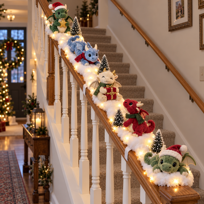 ✨🐉Christmas Dragon Snow Scenes – Light-Up Plush Holiday Decor🎁