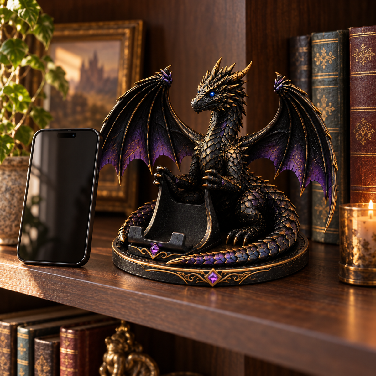 Dragon Guardian without phone showing sculptural holder