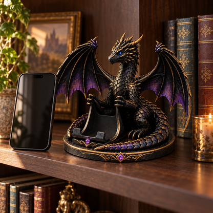 🐉 Dragon Guardian Phone Stand – Fantasy Winged Dragon Desktop Phone Holder 💜