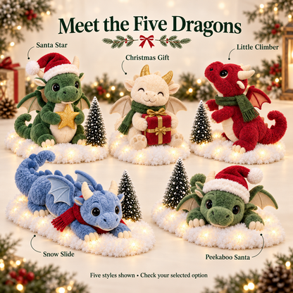 ✨🐉Christmas Dragon Snow Scenes – Light-Up Plush Holiday Decor🎁