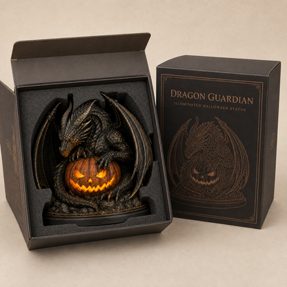 🐉🎃 Dragon Guardian Jack-O’-Lantern – Glowing Gothic Halloween Statue & Fantasy Décor