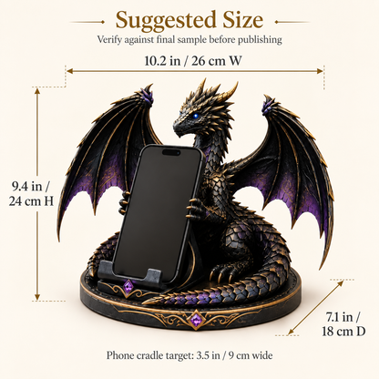 🐉 Dragon Guardian Phone Stand – Fantasy Winged Dragon Desktop Phone Holder 💜
