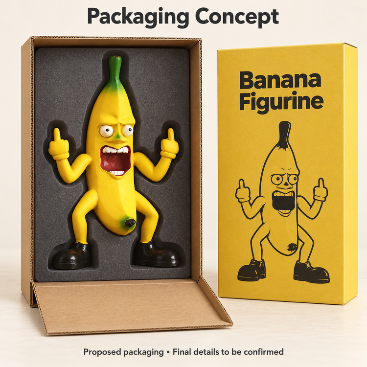 🍌🖕 Angry Banana Middle Finger Figurine – Hilarious Desk Decor & Gag Gift