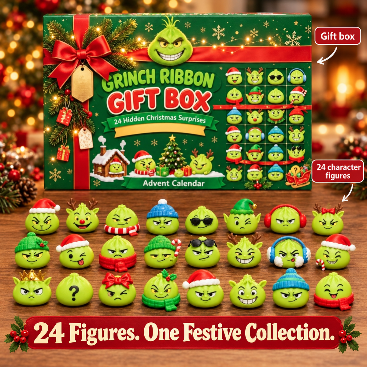 🎄💚 24 Days of Mischievous Green Christmas Characters – Funny Advent Calendar Gift Box