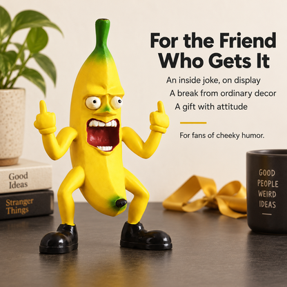 🍌🖕 Angry Banana Middle Finger Figurine – Hilarious Desk Decor & Gag Gift
