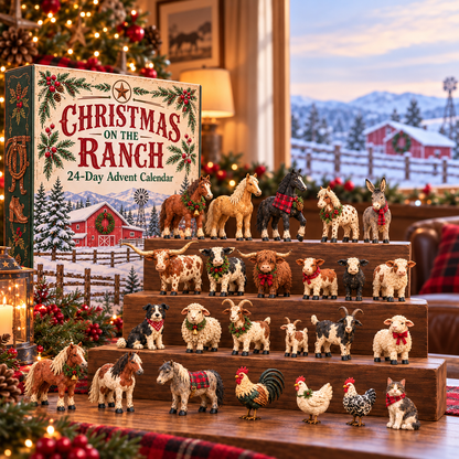 🎄 Christmas on the Ranch – 24-Piece Farm Animal Figurine Collection 🐴