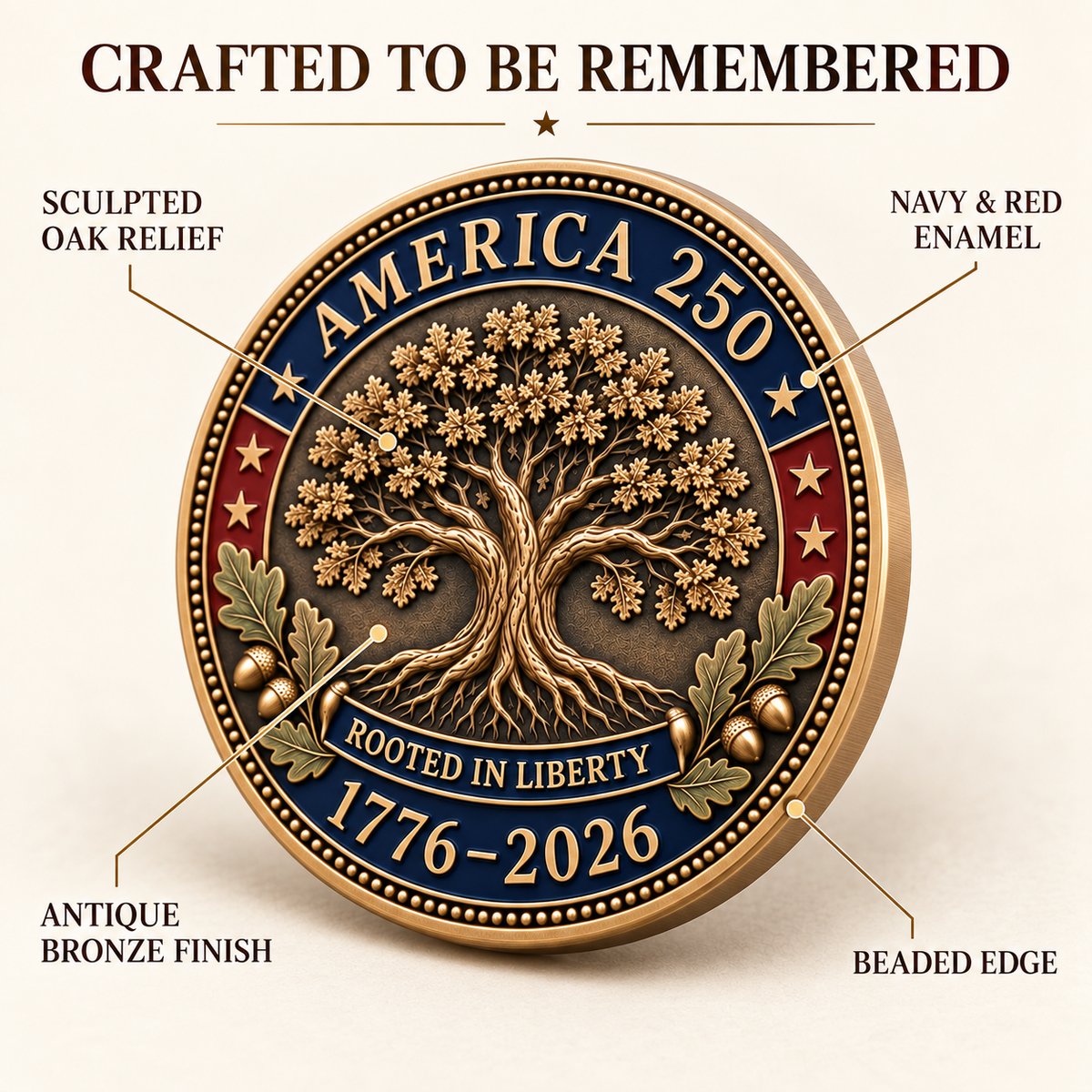 🇺🇸🌳 America 250th Anniversary Tree of Liberty Commemorative Medallion – 1776–2026