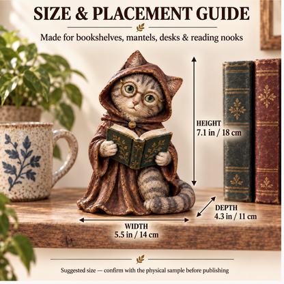 🐱📚 Whimsical Reading Cat Figurine – Cozy Book Lover Shelf Décor & Gift