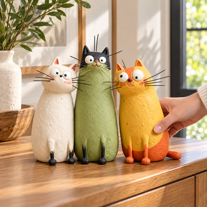 🐱 Whimsical Long-Neck Cat Figurines – Funny & Quirky Home Decor ✨