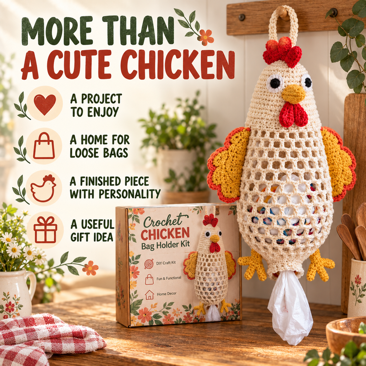 🧶 Crochet Animal Storage Kit – DIY Hanging Organizer with a Cute Handmade Look⭐
