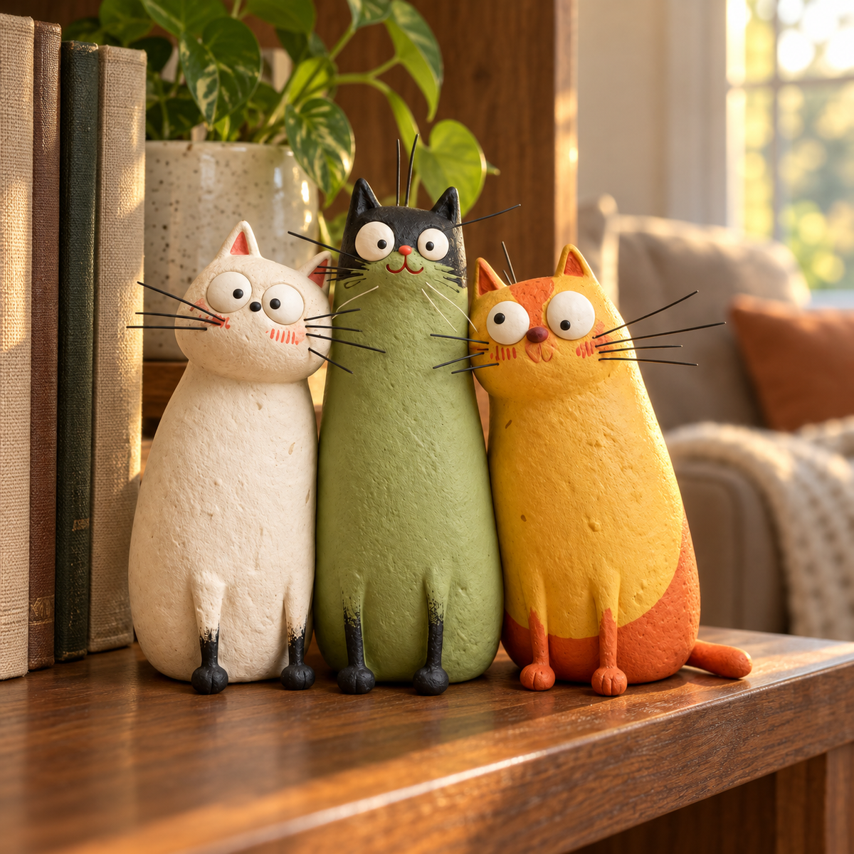 🐱 Whimsical Long-Neck Cat Figurines – Funny & Quirky Home Decor ✨