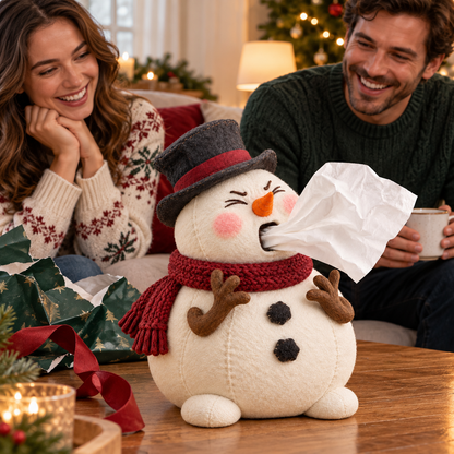 🎄 Funny Christmas Tissue Dispenser – Sneezing Snowman & Cheeky Reindeer