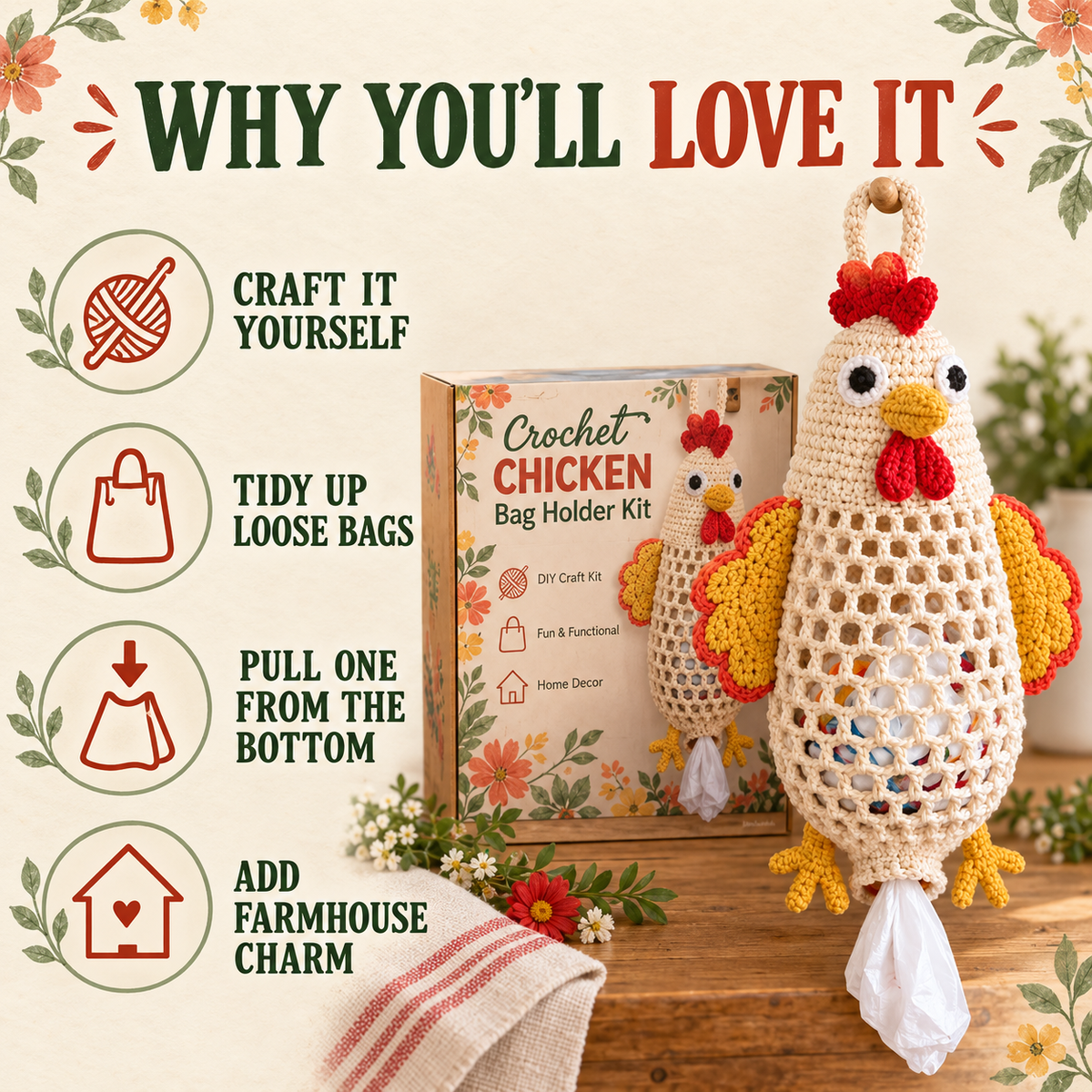 🧶 Crochet Animal Storage Kit – DIY Hanging Organizer with a Cute Handmade Look⭐