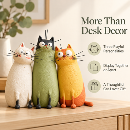 🐱 Whimsical Long-Neck Cat Figurines – Funny & Quirky Home Decor ✨