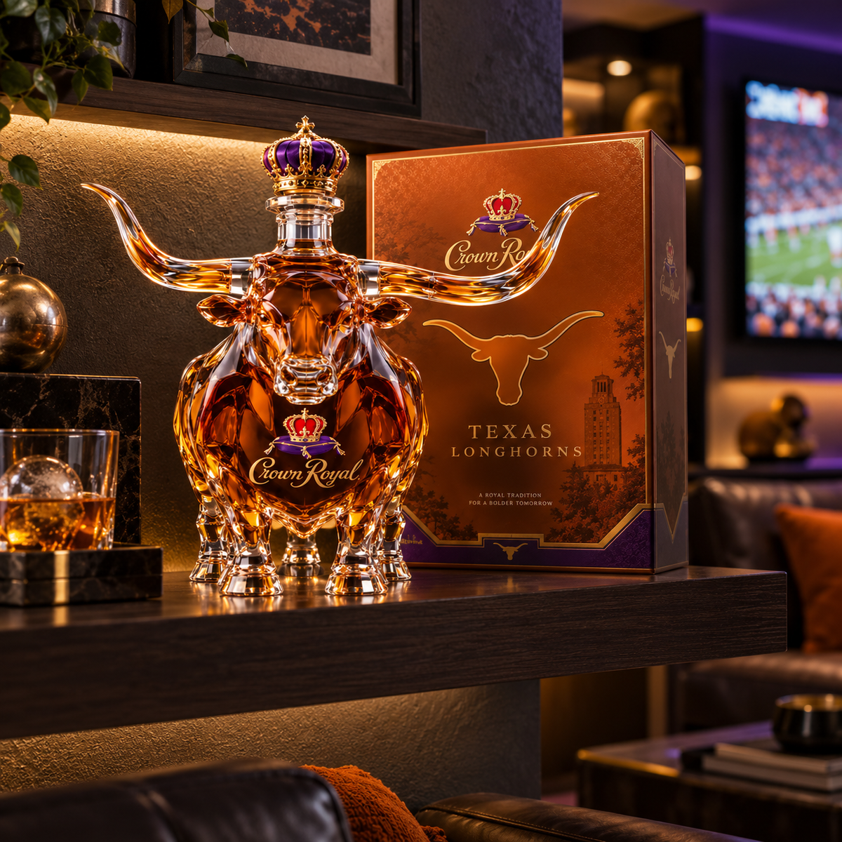 Crown Royal Texas Longhorns Whiskey Bottle