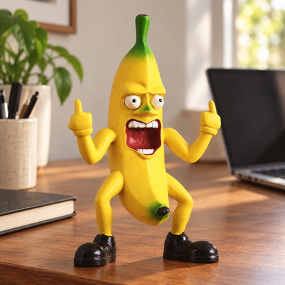 🍌🖕 Angry Banana Middle Finger Figurine – Hilarious Desk Decor & Gag Gift