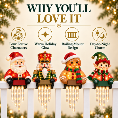 🎄✨ Christmas Character Icicle Lights – Festive LED Railing & Holiday Hanging Décor