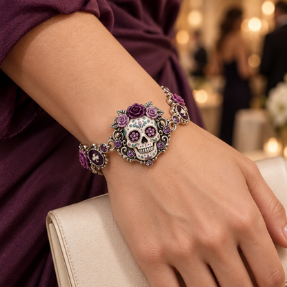 💀🌹 Día de los Muertos Sugar Skull Bracelet Collection – Colorful Floral Memorial Jewelry ✨