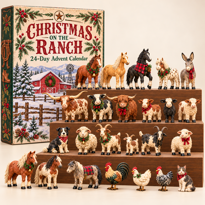 🎄 Christmas on the Ranch – 24-Piece Farm Animal Figurine Collection 🐴
